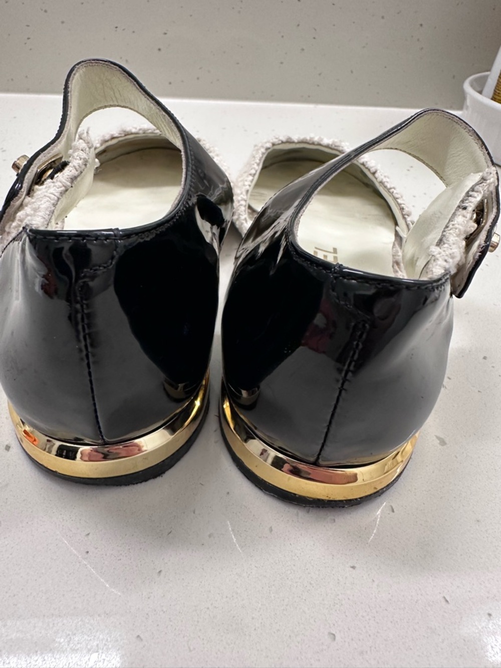 Chanel CC Turnlock Tweed and Patent Leather Mary Jane Flats - Picture 4 of 9
